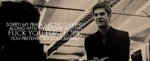 The Social Network (2010) Quote (About reaction pretentious prada hoodie gifs flip flops douchebag cleaners anger)