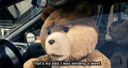 Ted (2012) Quote (About twitter tweet. driving phone iphone gifs car accident)