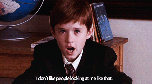 The Sixth Sense (1999) Quote (About staring looking at me judging you hate gifs eyes dislike)
