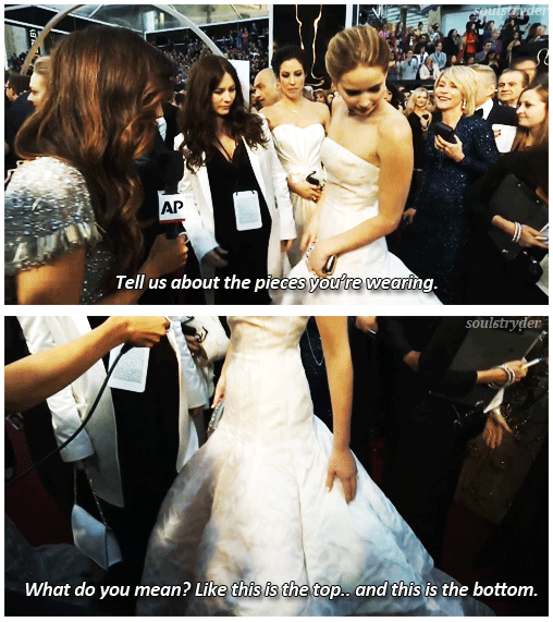 Oscars 2013 (85th Academy Awards) Quote (About red carpet interview funny dress)