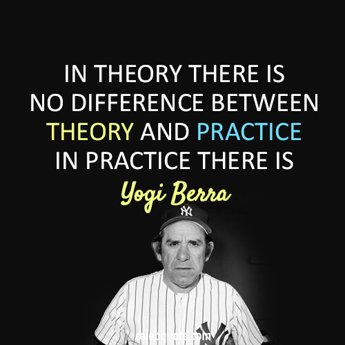 Yogi Berra Quote (About theory practice)