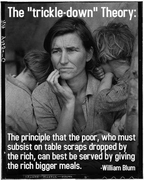 William Blum Quote (About trickle down rich poor)